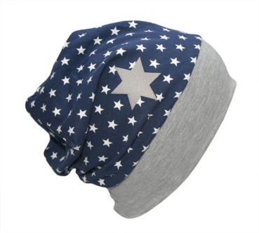 FARBGEWITTER Jungen Beanie-Mütze ROBO HERO mit Sternen in blau